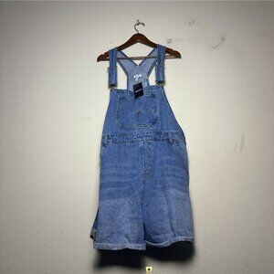 Forever 21 Denim Jeans Bib Overalls Shorts Western Indie Boho Pant Women 2x NWT